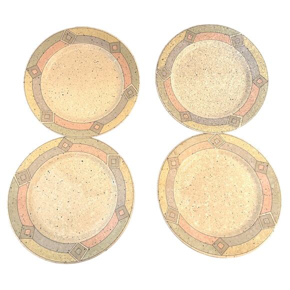 Set of 4 Vintage Nova Studio Terrazzo MBOO2 Ceramic Pastel Salad Plates Japan!! - Picture 1 of 3